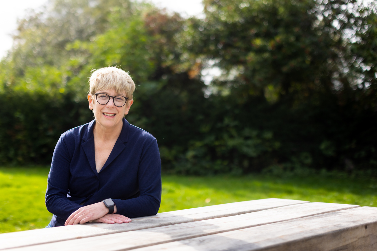 Natural head shots of lawyer in park